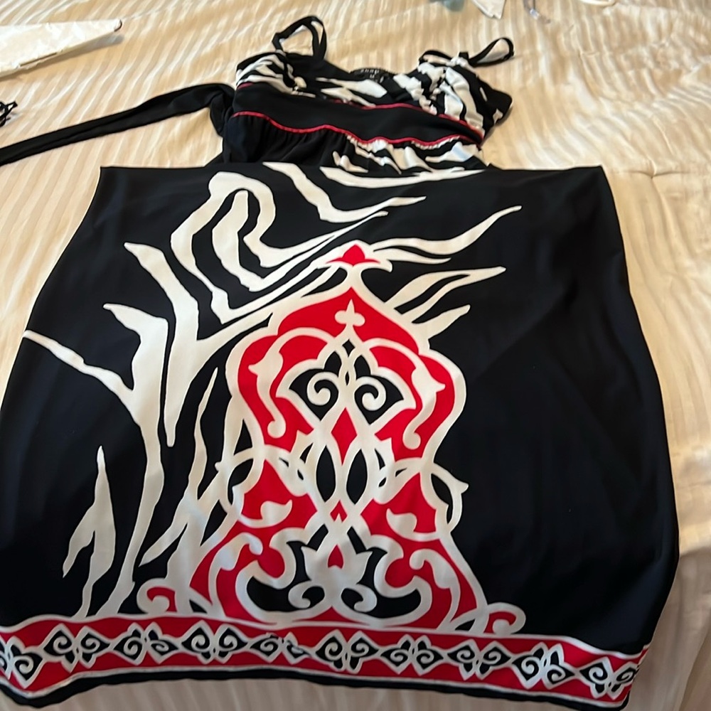 Black, Cream and red maxi dress size medium